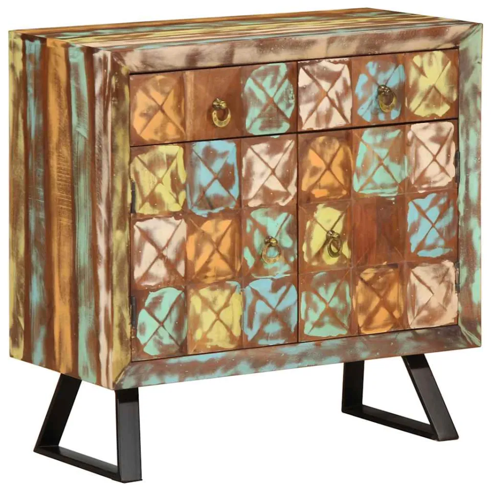 vidaXL Ladekast 70x35x70 cm massief gerecycled hout meerkleurig, foto 4