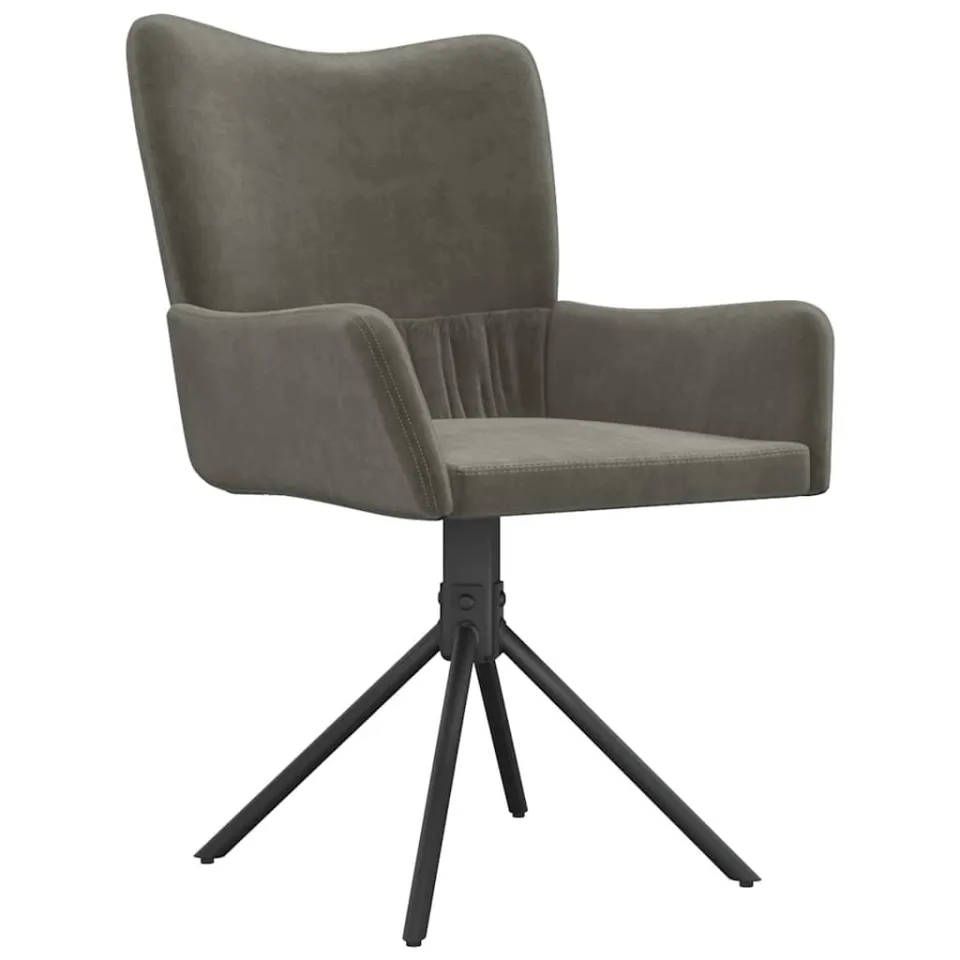vidaXL Eetkamerstoelen draaibaar 2 st fluweel donkergrijs grijs, foto 4