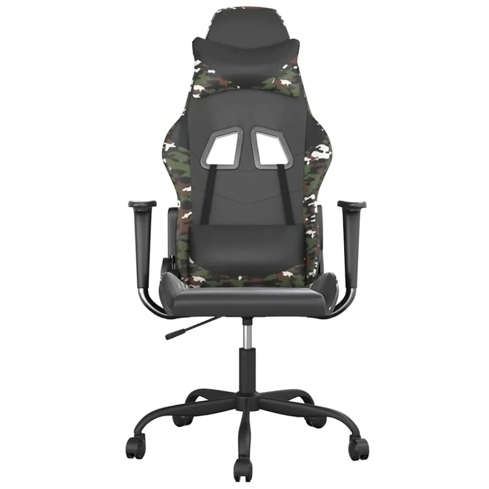 vidaXL Massage gamestoel kunstleer zwart en camouflage Meerkleurig