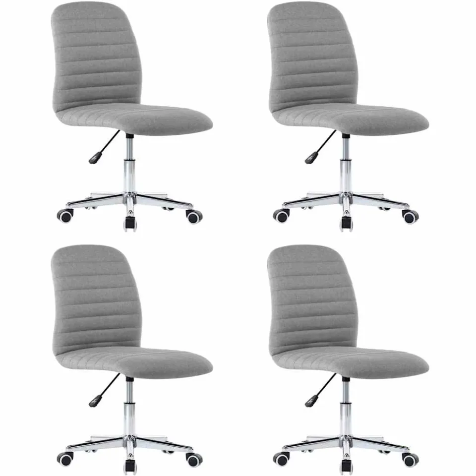 vidaXL Eetkamerstoelen 4 st stof lichtgrijs grijs, foto 3