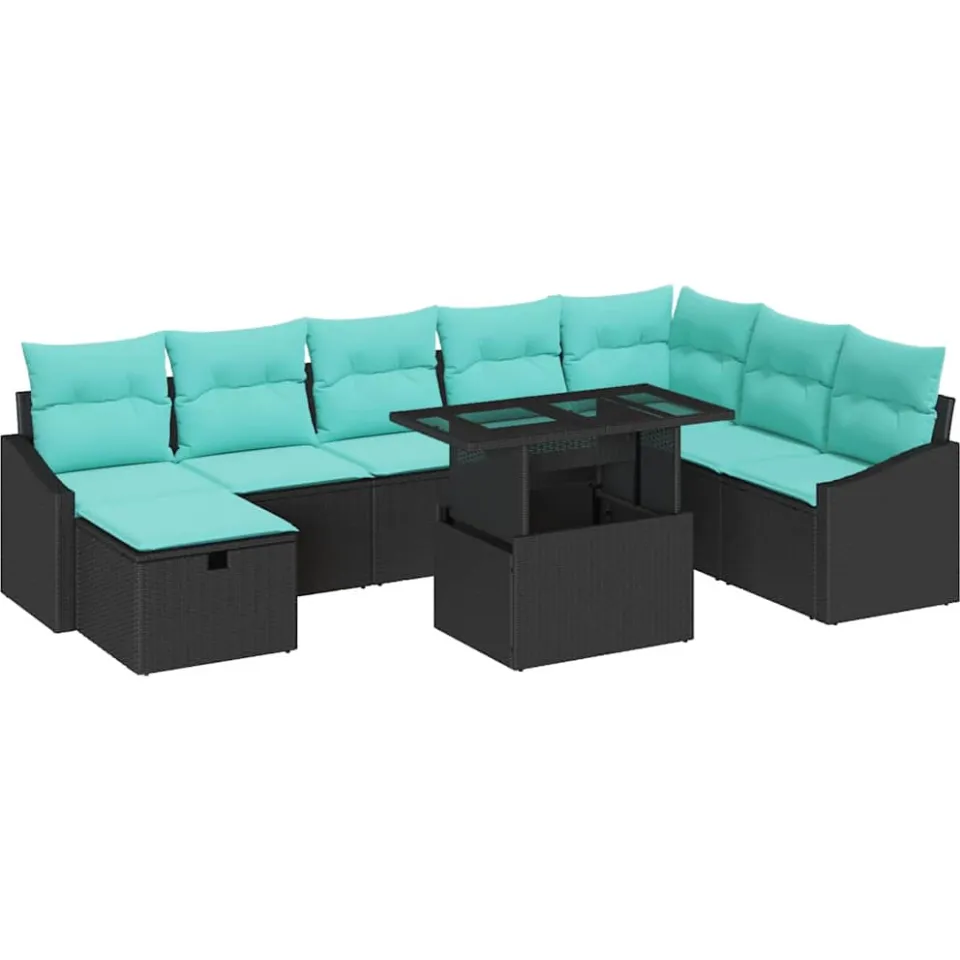 vidaXL Tuin Sofa Set 9 st poly rattan Grijs