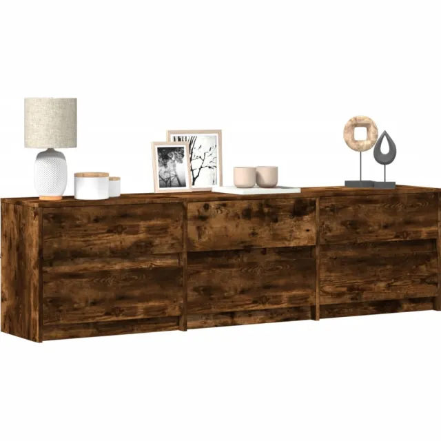 vidaXL Tv-meubel met LED 180x34x50 cm bewerkt hout gerookt eikenkleur Bruin