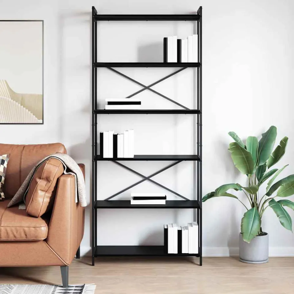 vidaXL Boekenkast 80 x 30 x 189,5 cm Bewerkt hout Zwart Eiken, foto 3