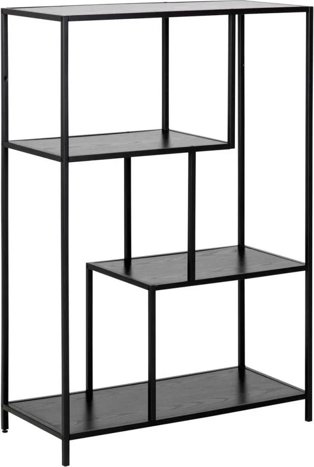 Giga Living Boekenkast Bronx MDF Zwart 77x114cm - Giga Living