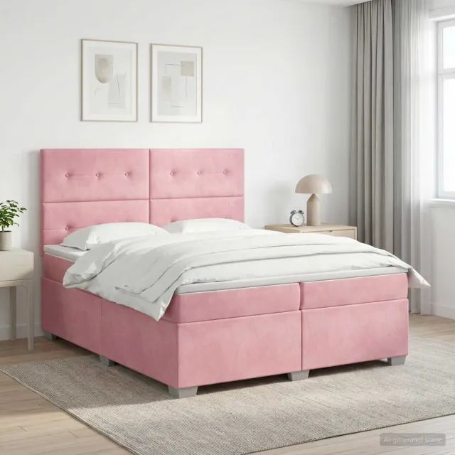 vidaXL Boxspringbed met matras Roze 200 x 200 cm Fluweel