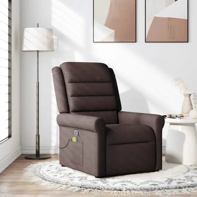 vidaXL Massagestoel - verstelbaar - stof - donkerbruin