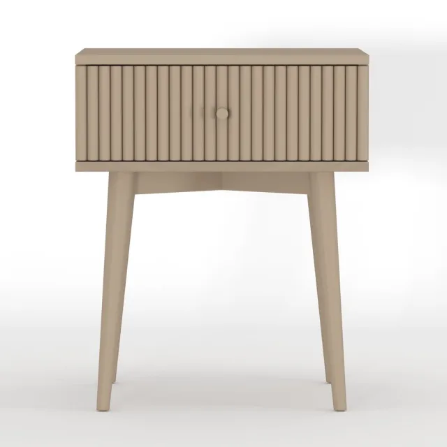 Woonexpress Nachtkastje Sem - Mango Hout - Taupe - 45x55x35 cm (BxHxD) - Lade Beige/Hout - Mango/Taupe