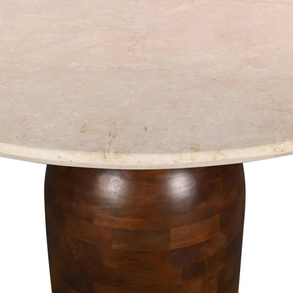 Giga Meubel Eettafel Miro Rond - Marmer/Hout - Donkerbruin - 130x130x75cm, foto 5