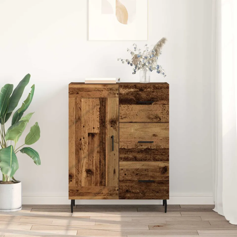 vidaXL Dressoir Oud Hout 69,5 x 34 x 90 cm Gemonteerd hout en ijzer bruin, foto 4