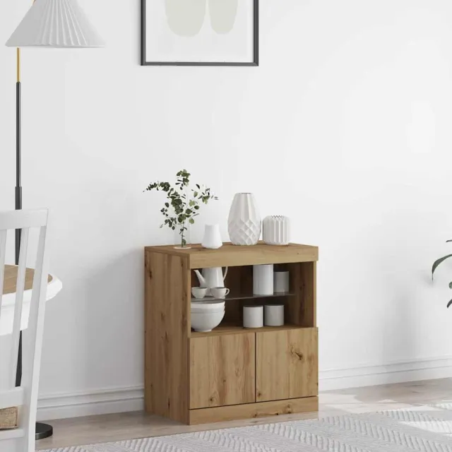 vidaXL LED Sideboard Bruin 60,5 x 37 x 67 cm Bewerkt hout, foto 2