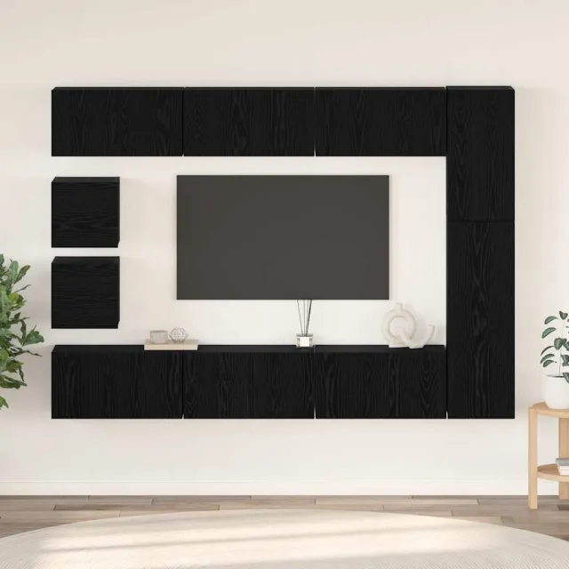 vidaXL Tv-meubelset 10 st 30,5 x 30 x 90 cm Zwart Eiken