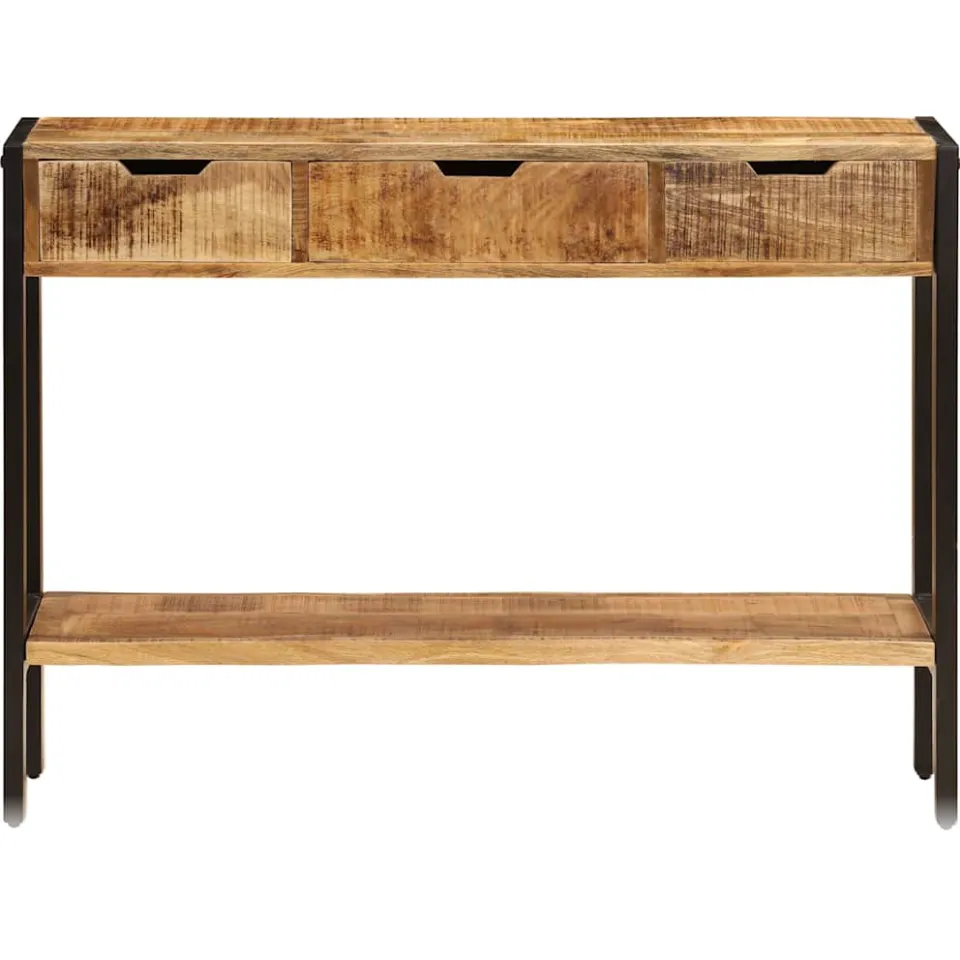 vidaXL Dressoir met 3 lades 110x35x75 cm massief mangohout bruin, foto 3