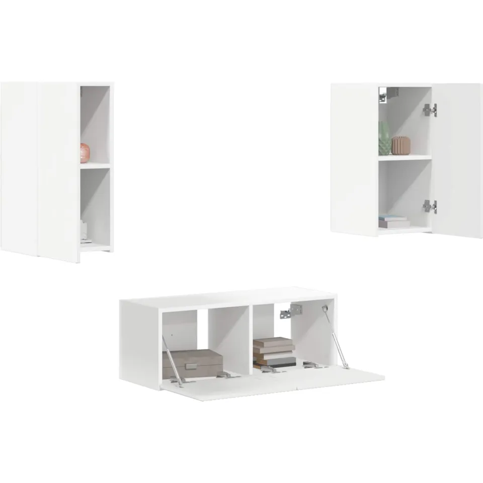 vidaXL Tv-meubelset 6 st Wit Bewerkt hout