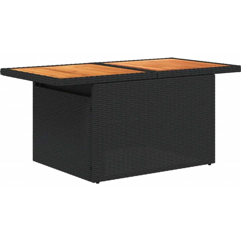 vidaXL Tuintafel 100x55x73 cm poly rattan en acaciahout zwart, foto 4