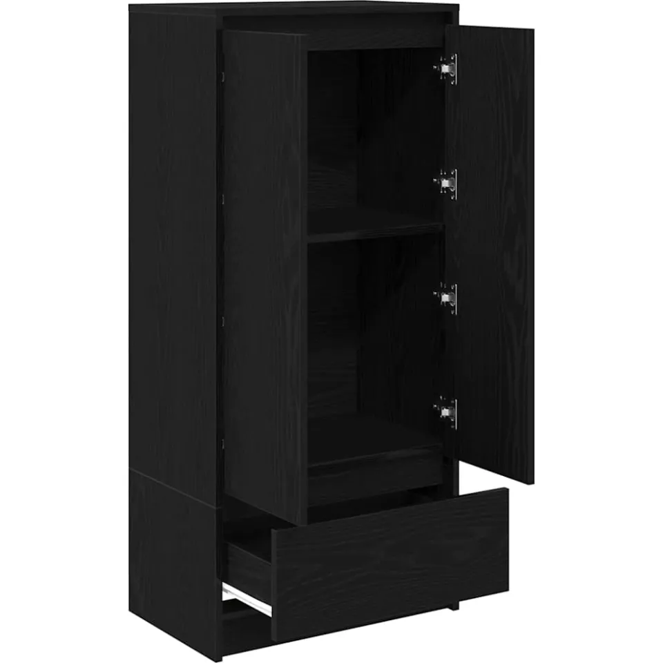 vidaXL Kast met lade 55,5x34x119,5 cm spaanplaat zwart eikenkleurig, foto 4