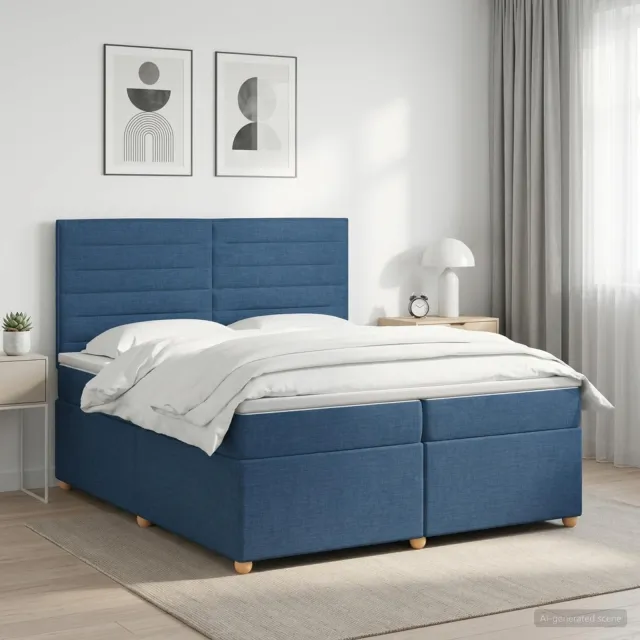 vidaXL Boxspringbed met matras met hoofdeinde Blauw 200 x 200 cm Stof
