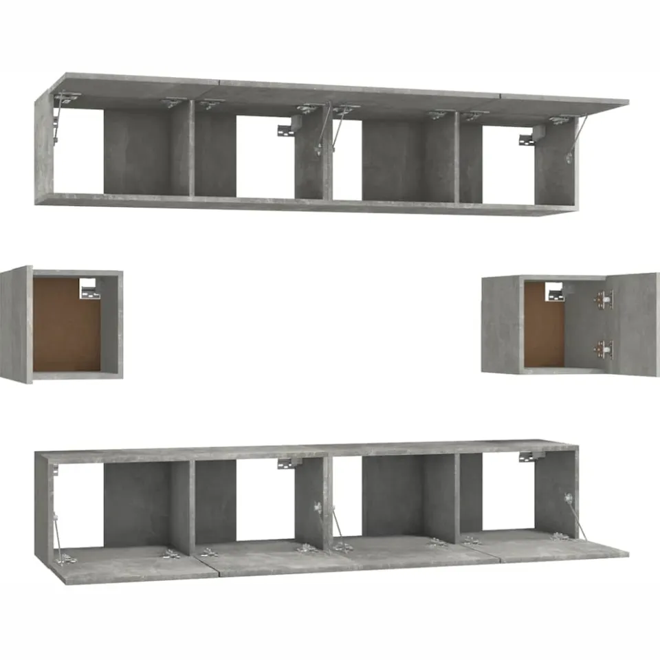 vidaXL 6-delige Tv-meubelset bewerkt hout betongrijs grijs, foto 4