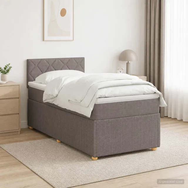 vidaXL Boxspringbed met matras met hoofdeinde Taupe 100 x 200 cm Stof
