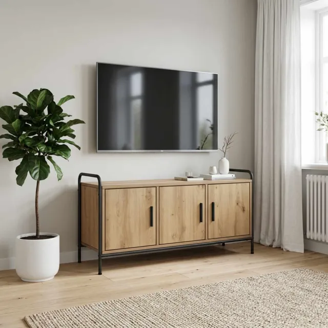 vidaXL Tv-meubel 79,5 x 33 x 50 cm Artisanaal eiken Bewerkt hout, foto 2