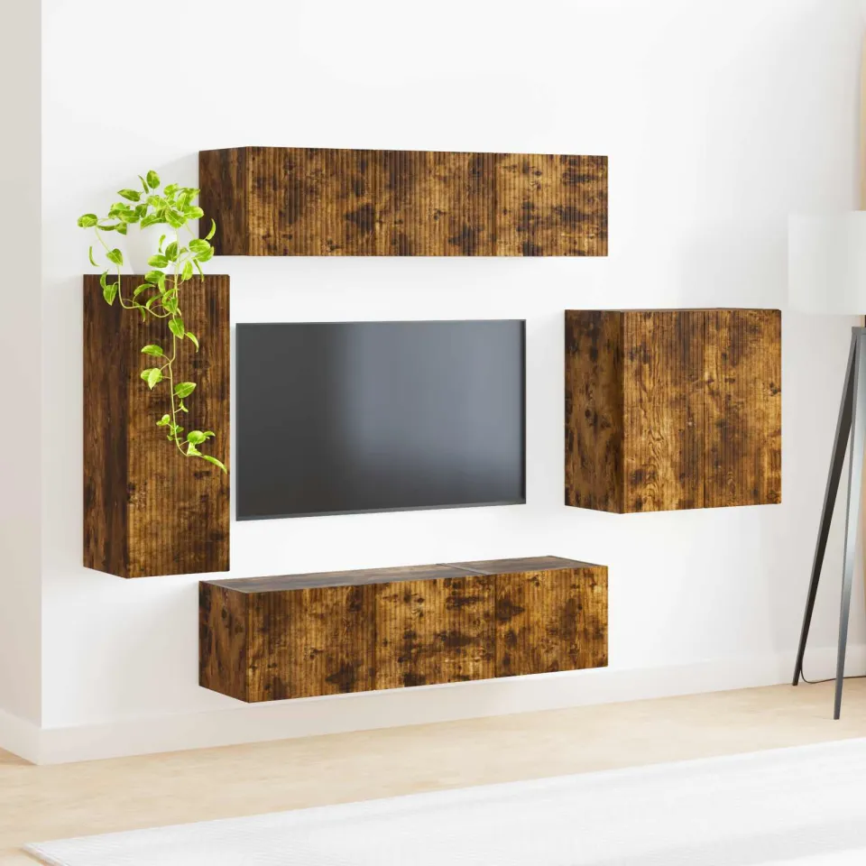 vidaXL TV Wandkast Set 6 st 78,5 x 30 x 29,5 cm Gerookt eiken, foto 4