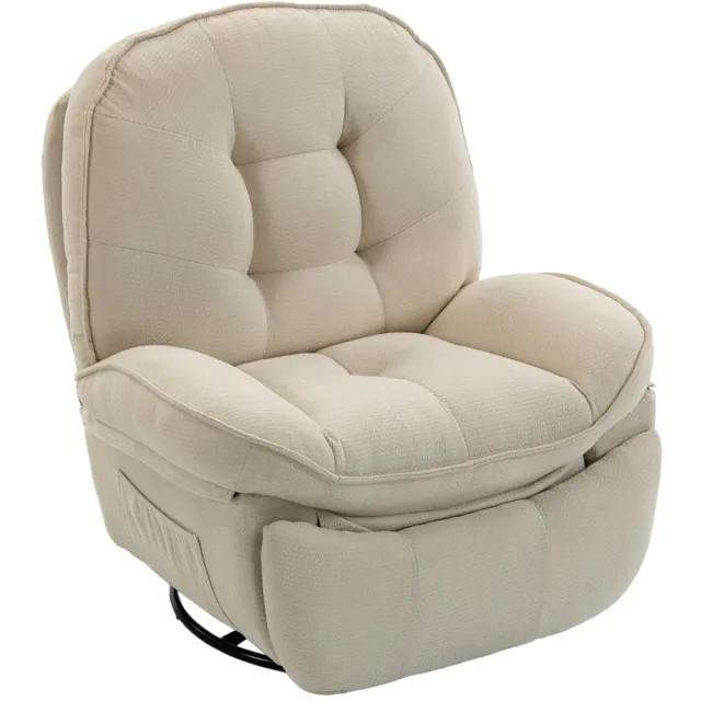 STILVORA Relaxfauteuil 95 x 94 x 104 cm - Draaibaar Met Ligfunctie En Schommelfunctie - Voor Woonkamer En Slaapkamer - Chenille - Crèmewit