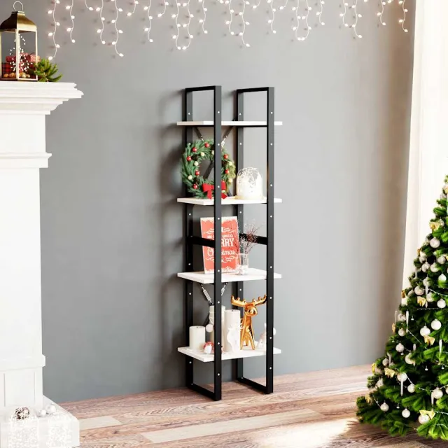 vidaXL Boekenkast met 4 schappen 40x30x140 cm massief grenenhout wit, foto 2