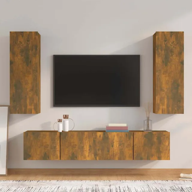 vidaXL 4-delige Tv-meubelset bewerkt hout gerookt eikenkleurig, foto 2