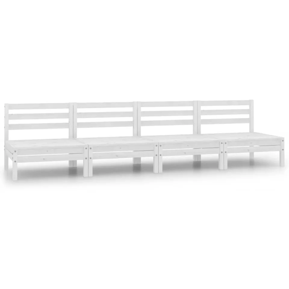 vidaXL 4-delige Loungeset massief grenenhout wit, foto 3