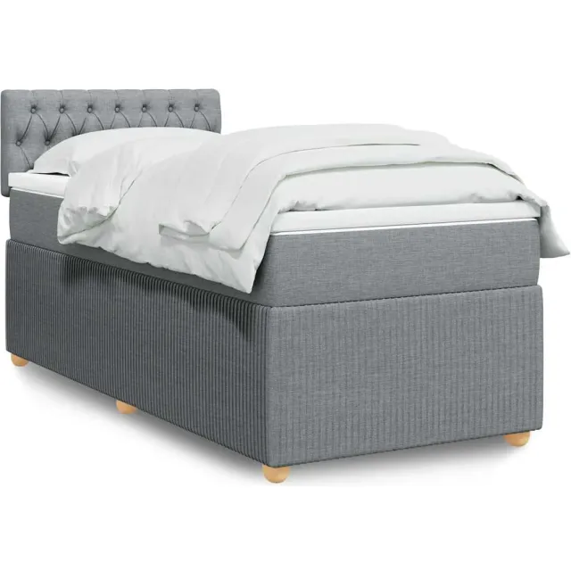 vidaXL Boxspring met matras stof lichtgrijs 100x200 cm grijs