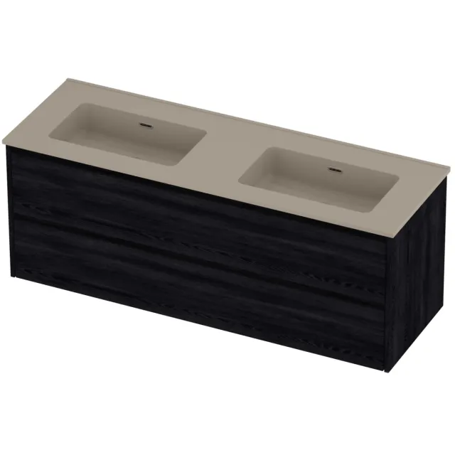 Proline Tribute Badmeubelset Porselein Elegant Dubbel 140x46x54 cm Mat Crème Cotton Black Oak Eiken
