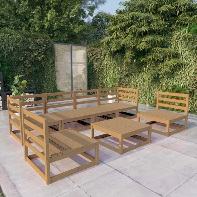 vidaXL 7-delige Loungeset massief grenenhout honingbruin bruin, foto 2