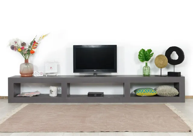 Betonlook TV meubel Beeler met open vakken