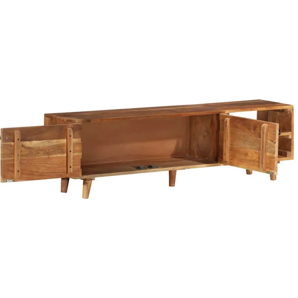 vidaXL Tv-meubel 140x30x40 cm massief acaciahout met hongingafwerking bruin, foto 4
