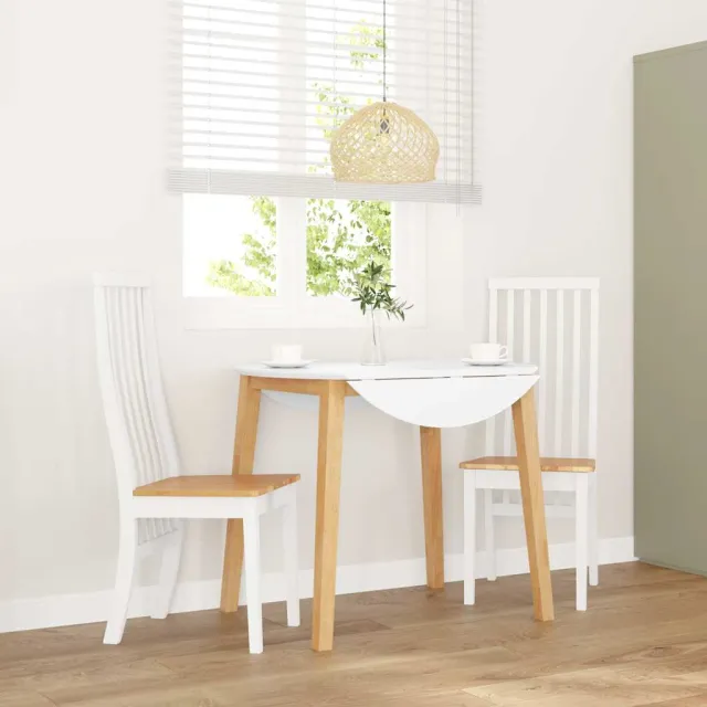 vidaXL Eetkamerstoelen 2 st massief hout rubber wit, foto 2