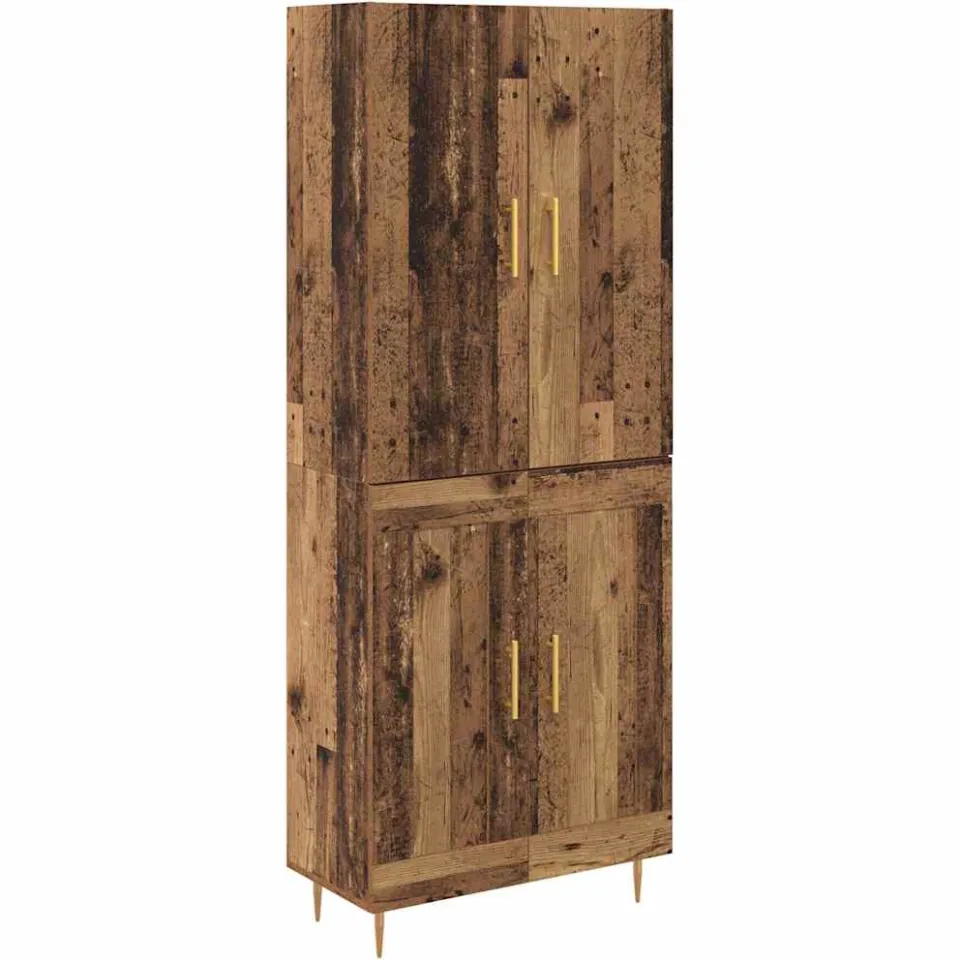 vidaXL Highboard Oud Hout 69,5 x 34 x 180 cm Bewerkt hout bruin, foto 3