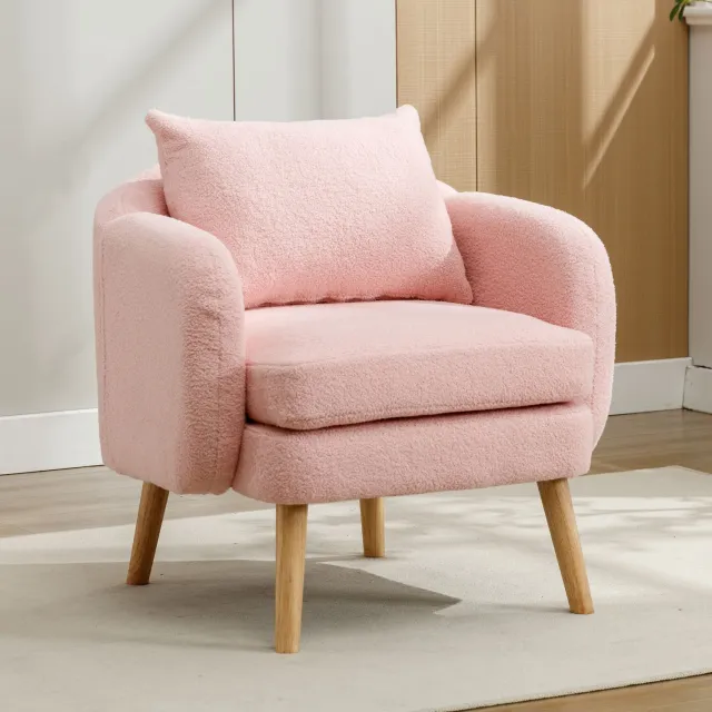 CHICFURN Fauteuil - Met kussen - 14 cm zitkussen - Roze