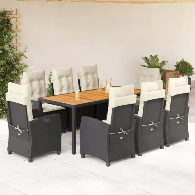 vidaXL 9-delige Tuinset poly rattan zwart, foto 2