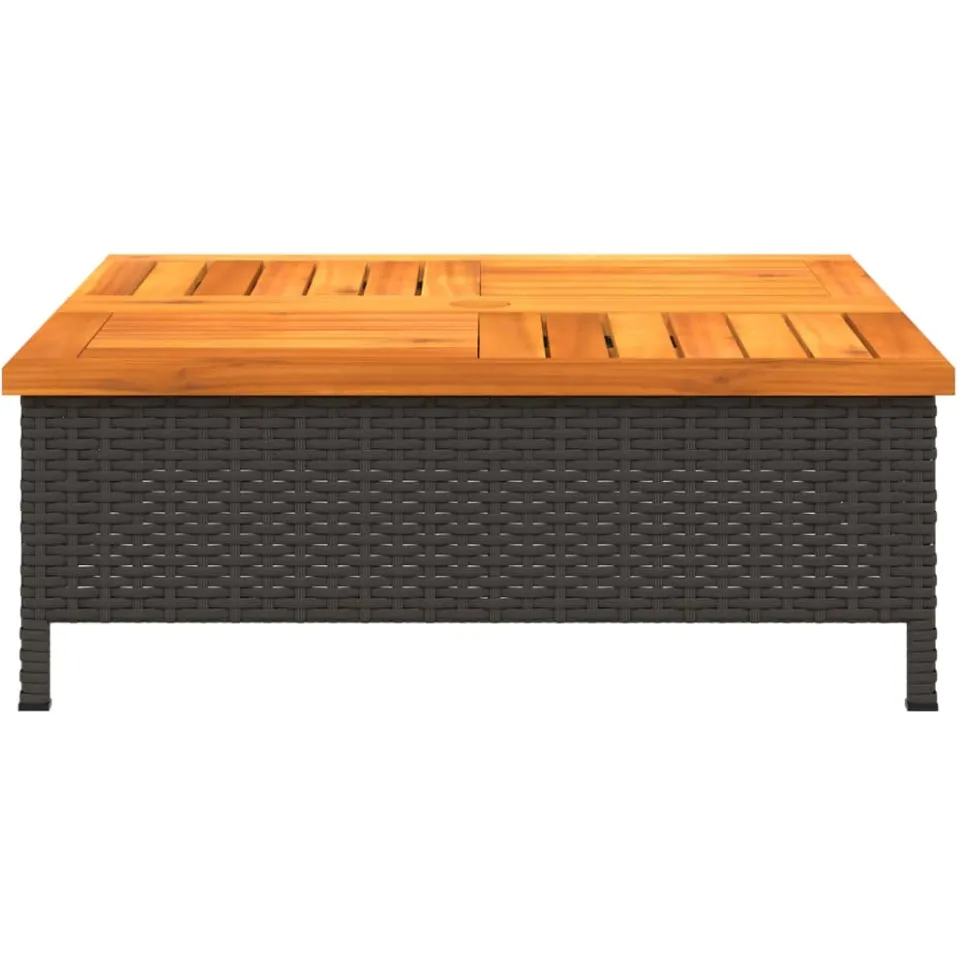 vidaXL Tuintafel 70x70x25 cm poly rattan en acaciahout zwart, foto 4