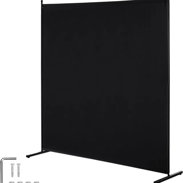 Famanu Kamerscherm - enkele paneel roomdivider - indoor privacy scherm - vrijstaand - voor kantoor en huis zwart