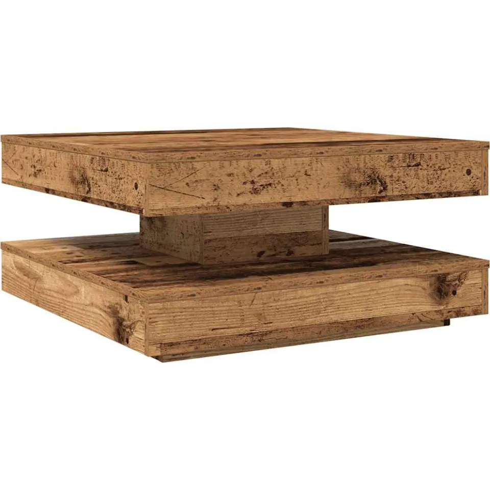 vidaXL Salontafel 360 graden draaibaar 70x70x34,5 cm oud houtkleurig bruin, foto 3
