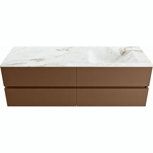 Mondiaz VICA-DLUX 150cm badmeubel onderkast Rust 4 lades. Inbouw wastafel CLOUD rechts 1 kraangat, kleur Frappe.