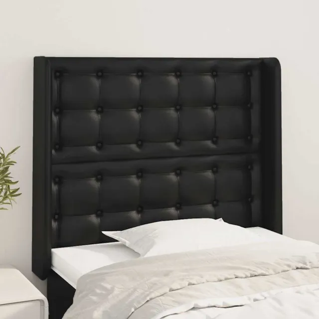 vidaXL Hoofdbord met randen 103x16x118/128 cm kunstleer zwart