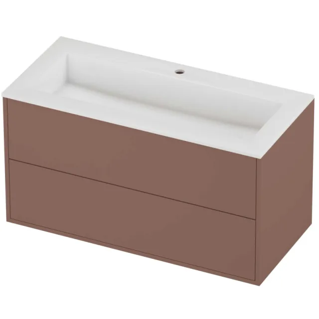 Proline Aristo Badmeubelset Polystone Elegant In Kader 100x46x54 cm Glans Wit Beauty Blush Rosé Goud