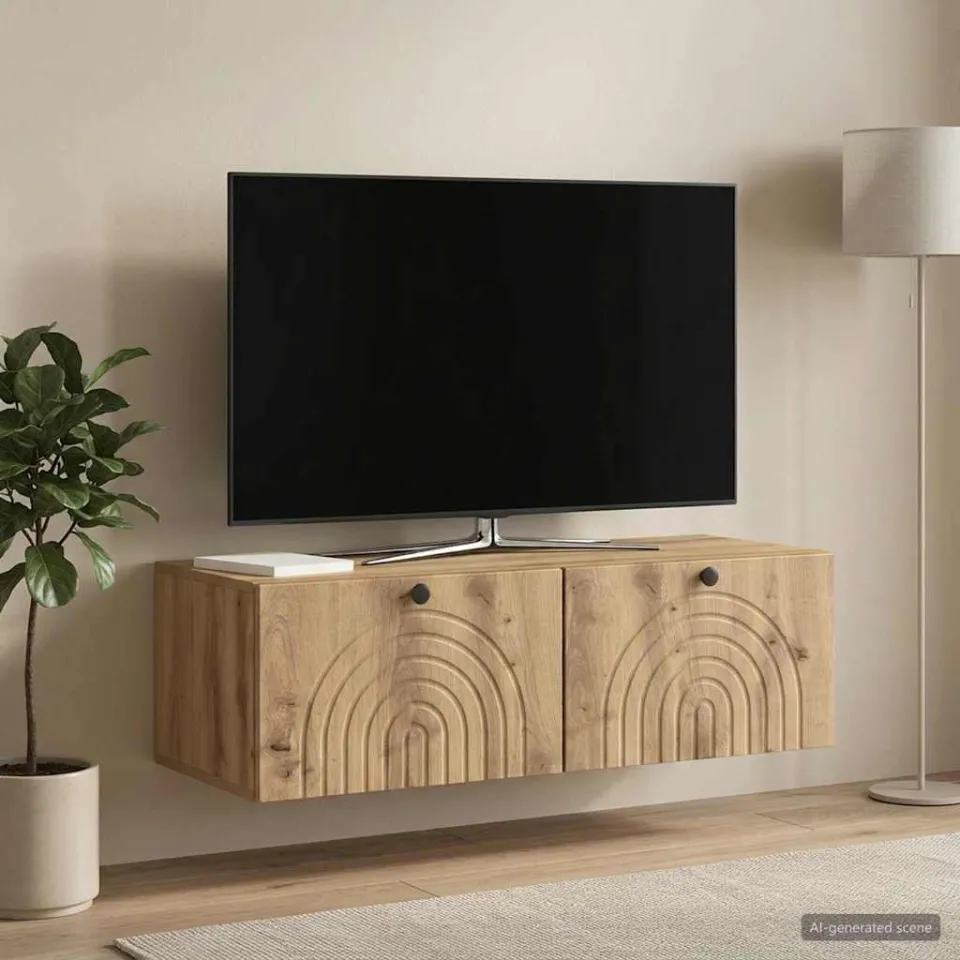 vidaXL Wandbeugel TV-kast 99 x 41 x 30 cm Artisanaal eiken, foto 4