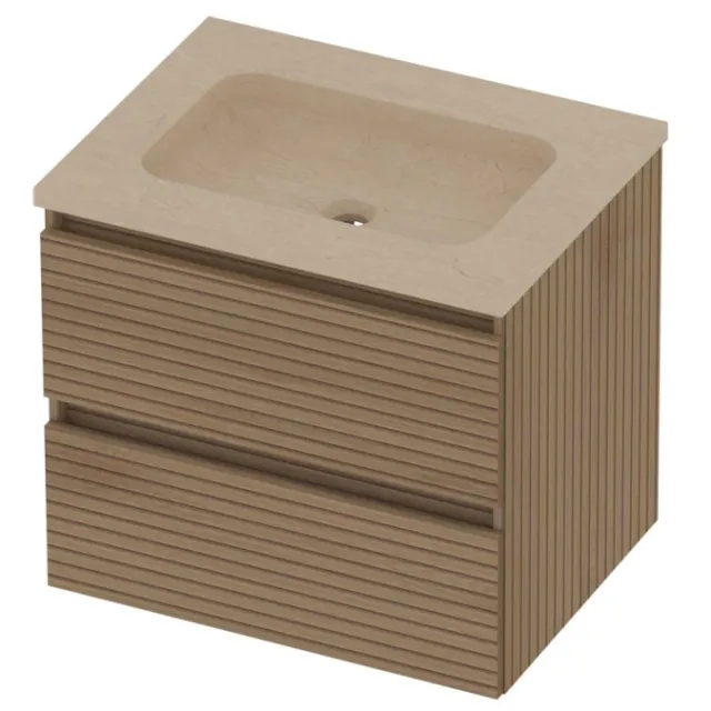 Basic-Line Rocky 46 Badmeubelset Hardsteen Zonder Kraangat 60x46x54 cm Lamello Oak Sand Stone Beige