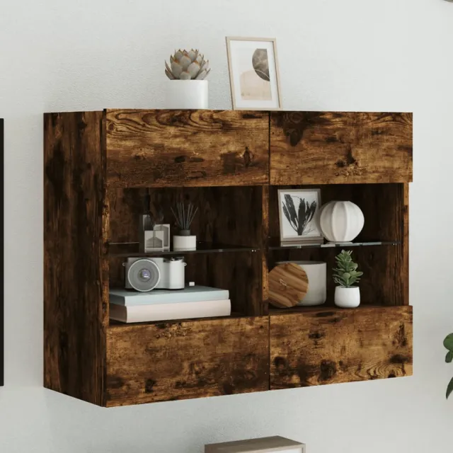 vidaXL Tv-wandmeubel met LED-verlichting 78,5x30x60,5 cm gerookt eiken, foto 2