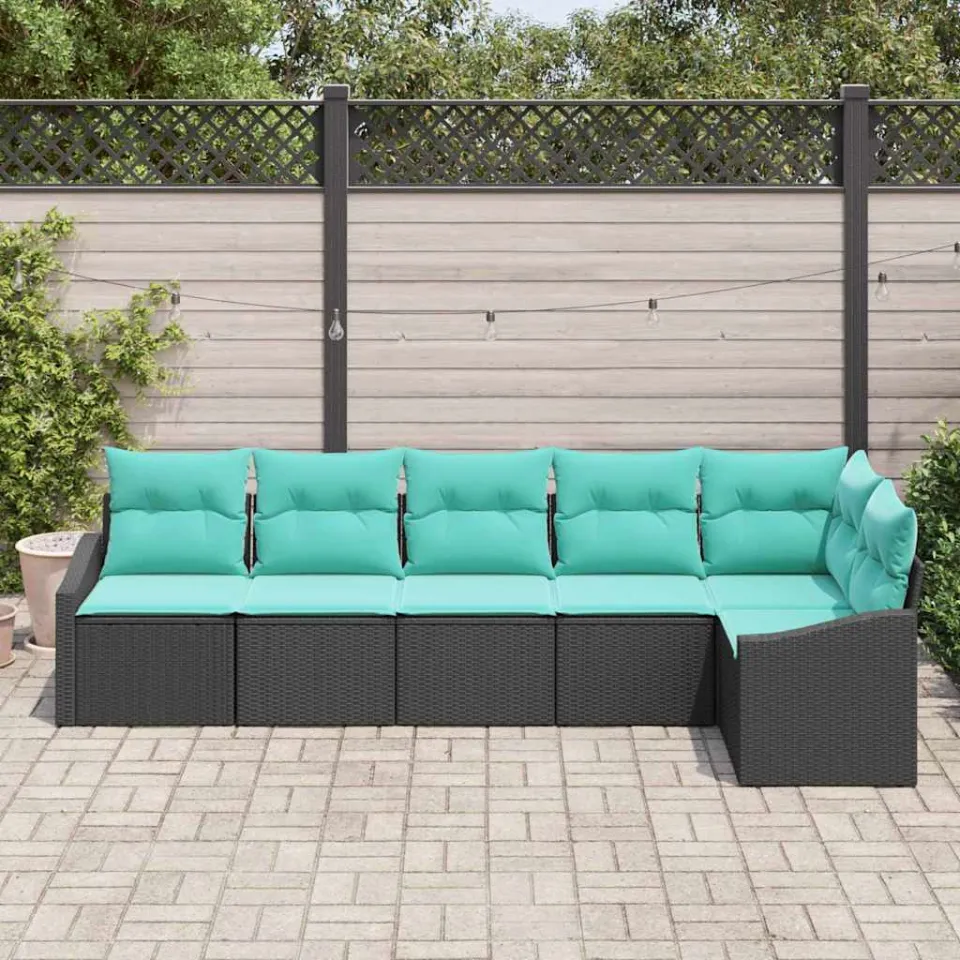 vidaXL Bankstel 6 st Zwart poly rattan, foto 3