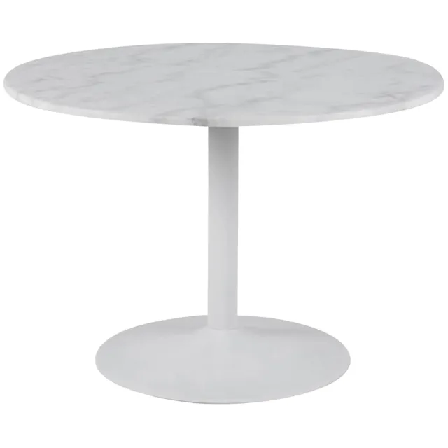 Lisomme Luci eettafel marmer wit - wit metalen onderstel - Ø110 cm
