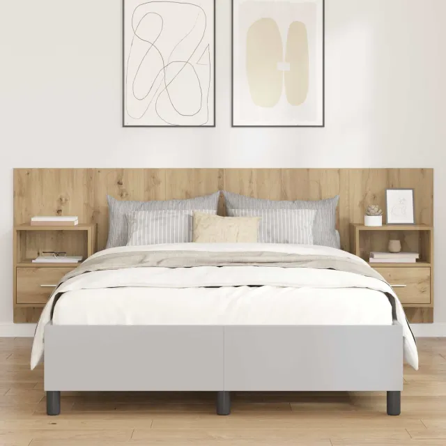 vidaXL Hoofdbord Met Kast 3 st Artisan Eiken Bewerkt hout Bruin