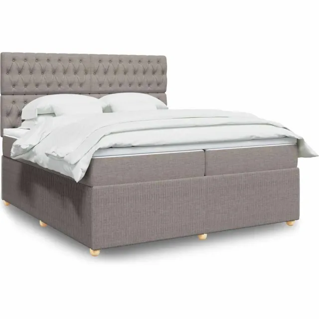 vidaXL Boxspring met matras stof taupe 200x200 cm